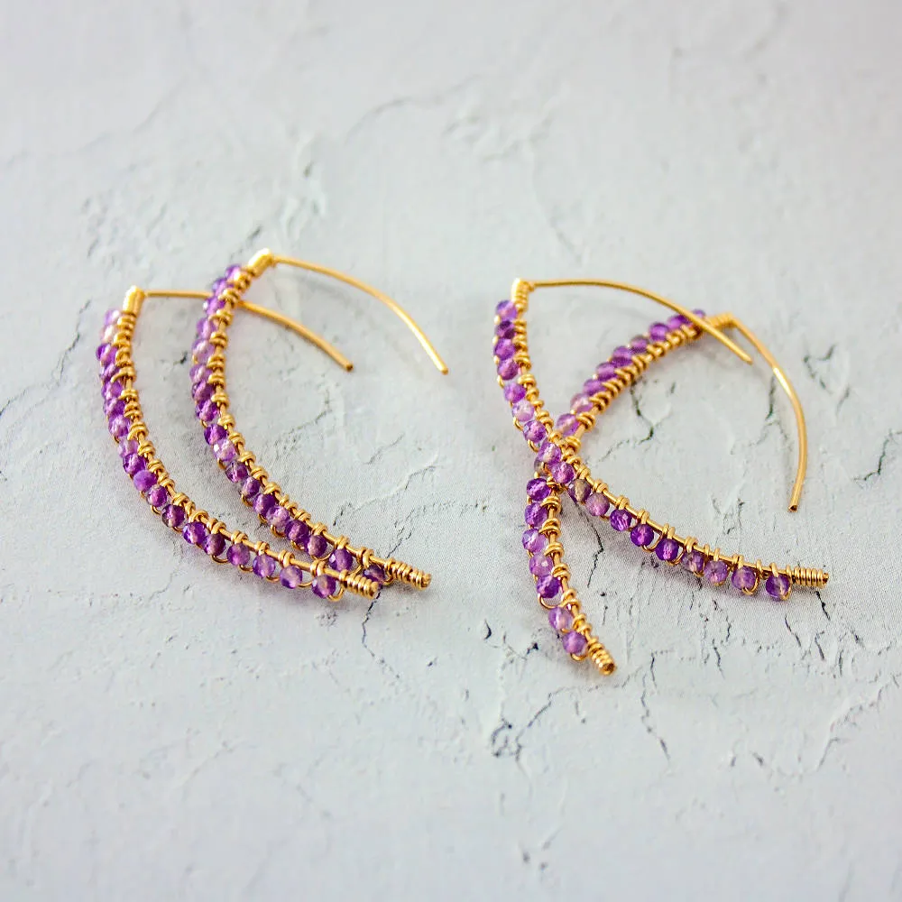 Amethyst Wrapped 14K Gold Filled Threaders