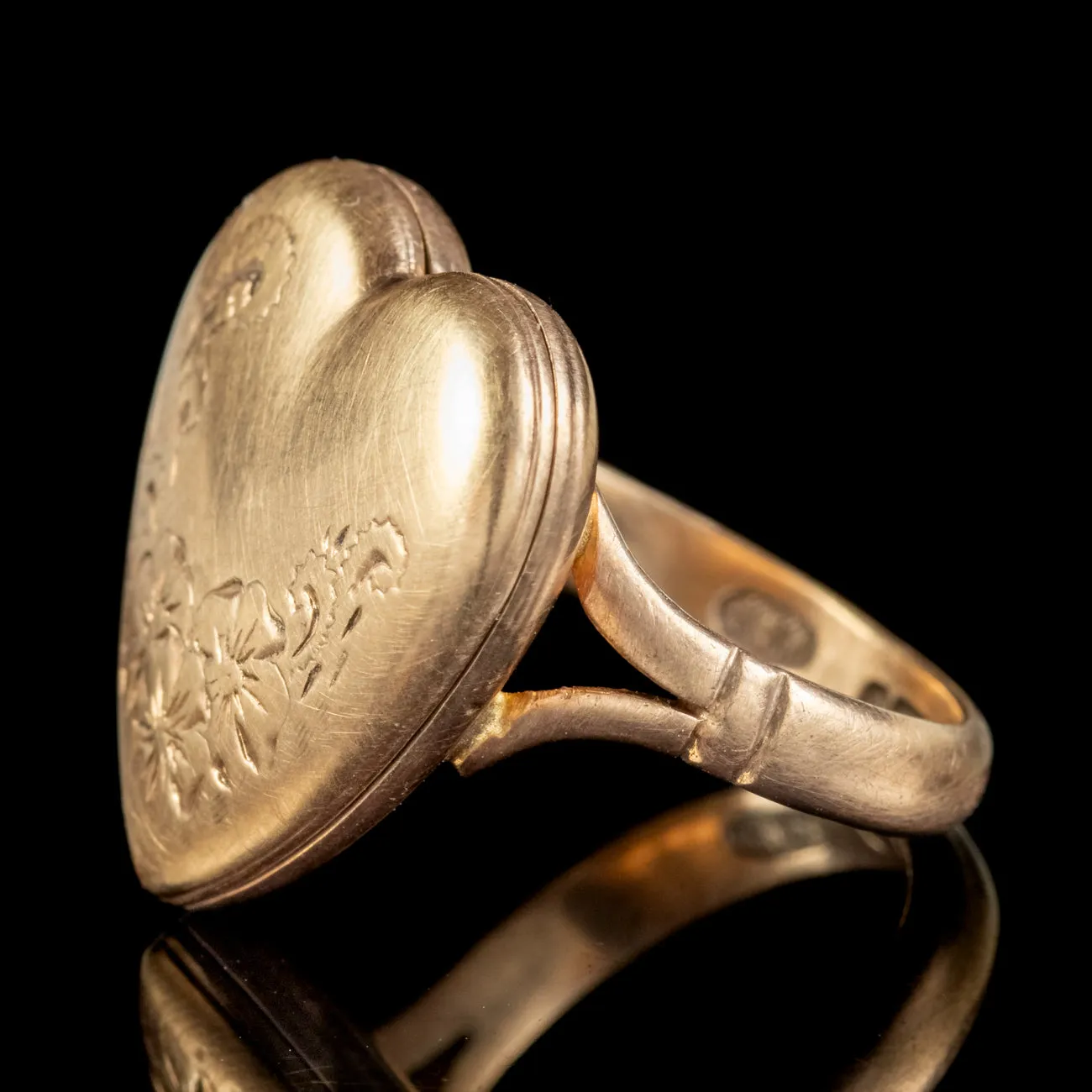 Antique Edwardian Heart Locket Ring Dated 1918