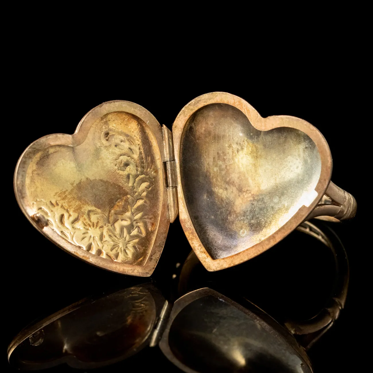 Antique Edwardian Heart Locket Ring Dated 1918