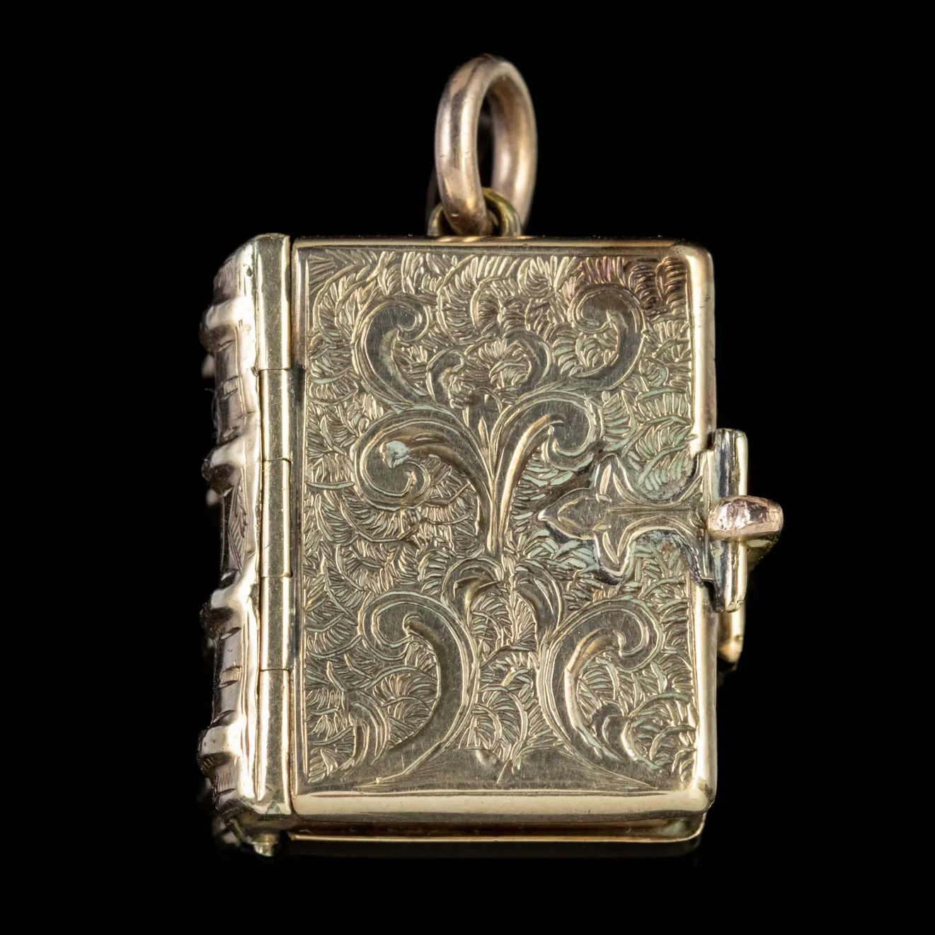 Antique Victorian Book Locket Pendant 18Ct Gold Circa 1880