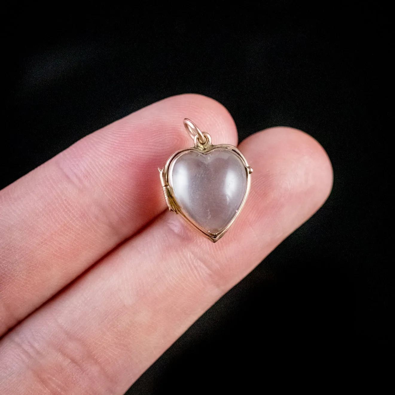 Antique Victorian Heart Locket Pools Of Light Rock Crystal 9Ct Gold Circa 1900