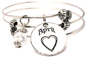 April Circle Triple Style Expandable Bangle Bracelet