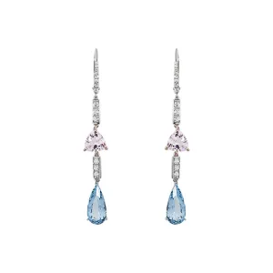 Aquamarine, Morganite and Diamond Drop Earrings