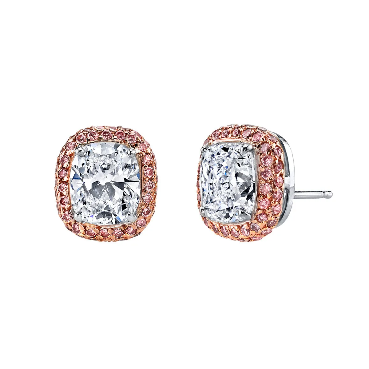 Arabesque Cushion Diamond Halo Stud Earrings