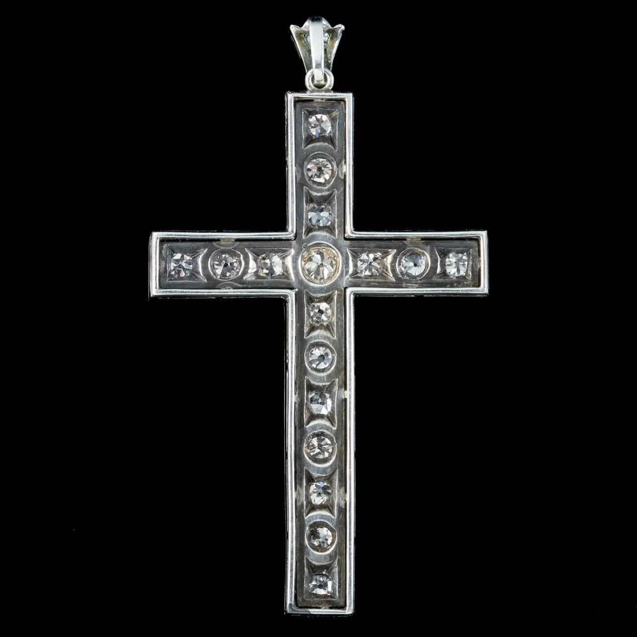 Art Deco Diamond Cross Pendant 18ct Gold 2ct Diamond