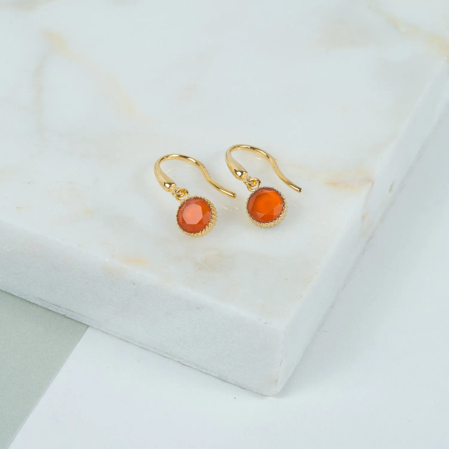 Barcelona July Carnelian Birthstone Hook Earrings