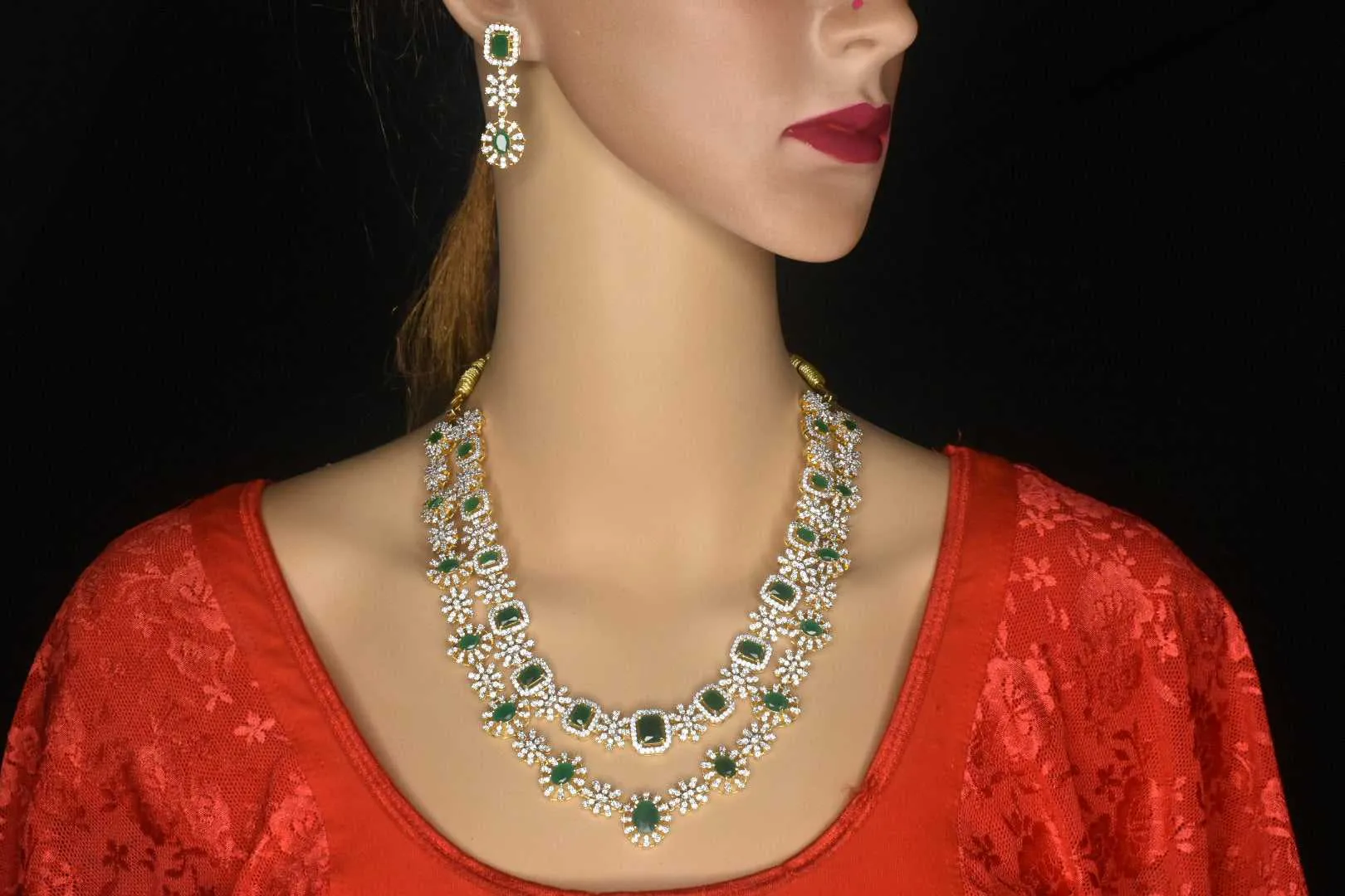 Beautiful American Diamond stones necklace with earrings