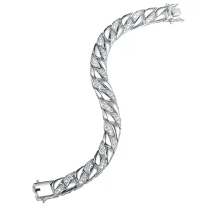 Belleville Chunky Close Knit Chain Silver CZ Statement Bracelet