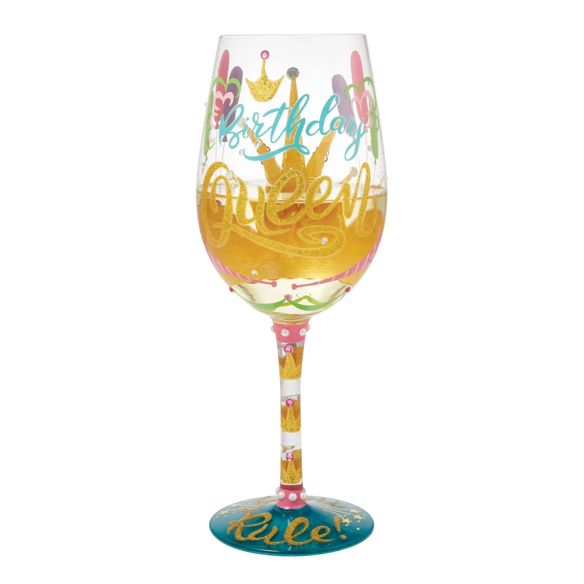 Birthday Queen Hand Painted Wine Glass