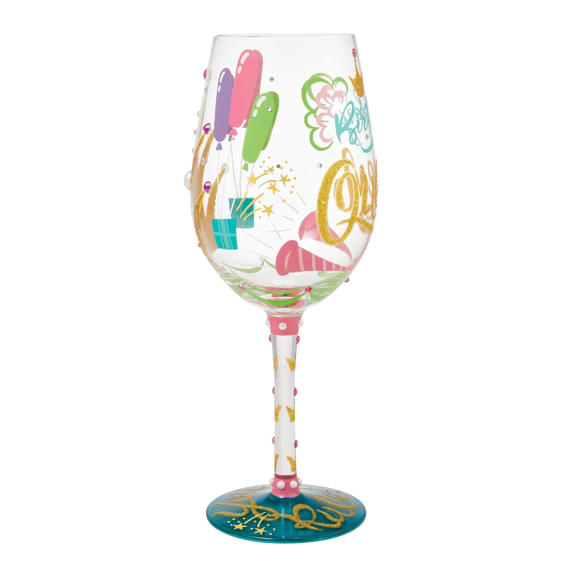 Birthday Queen Hand Painted Wine Glass