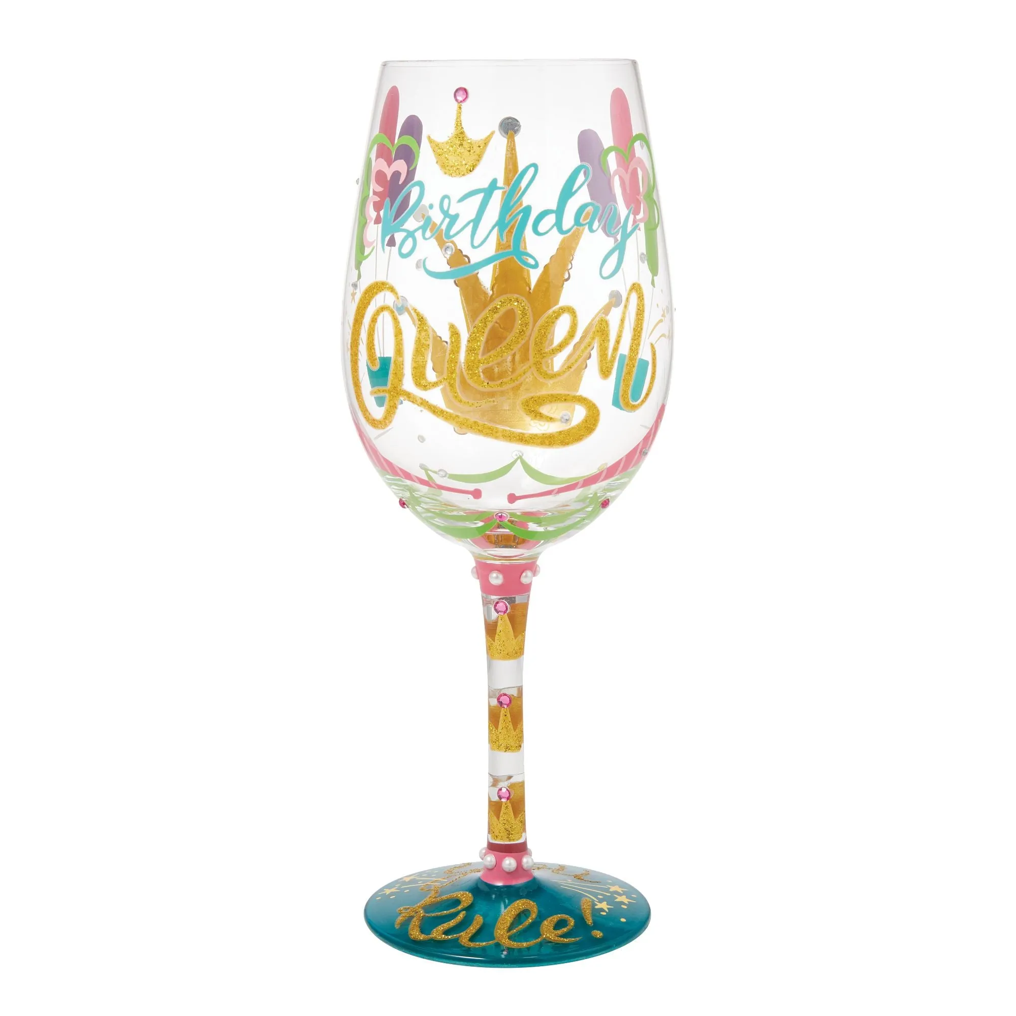 Birthday Queen Hand Painted Wine Glass