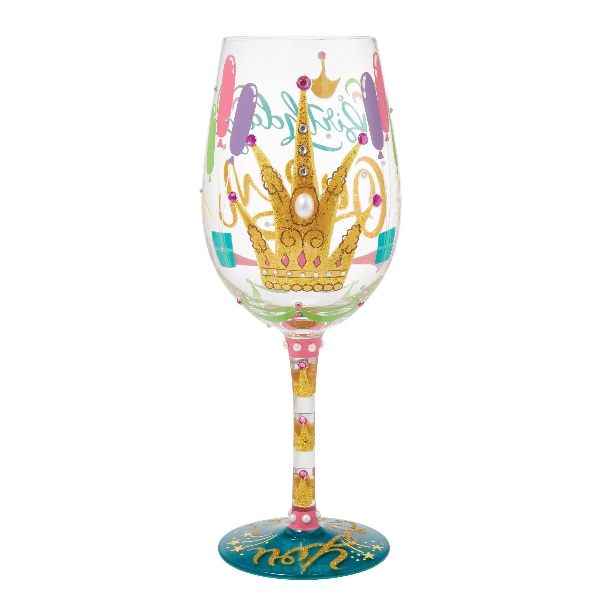 Birthday Queen Hand Painted Wine Glass