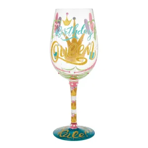 Birthday Queen Hand Painted Wine Glass