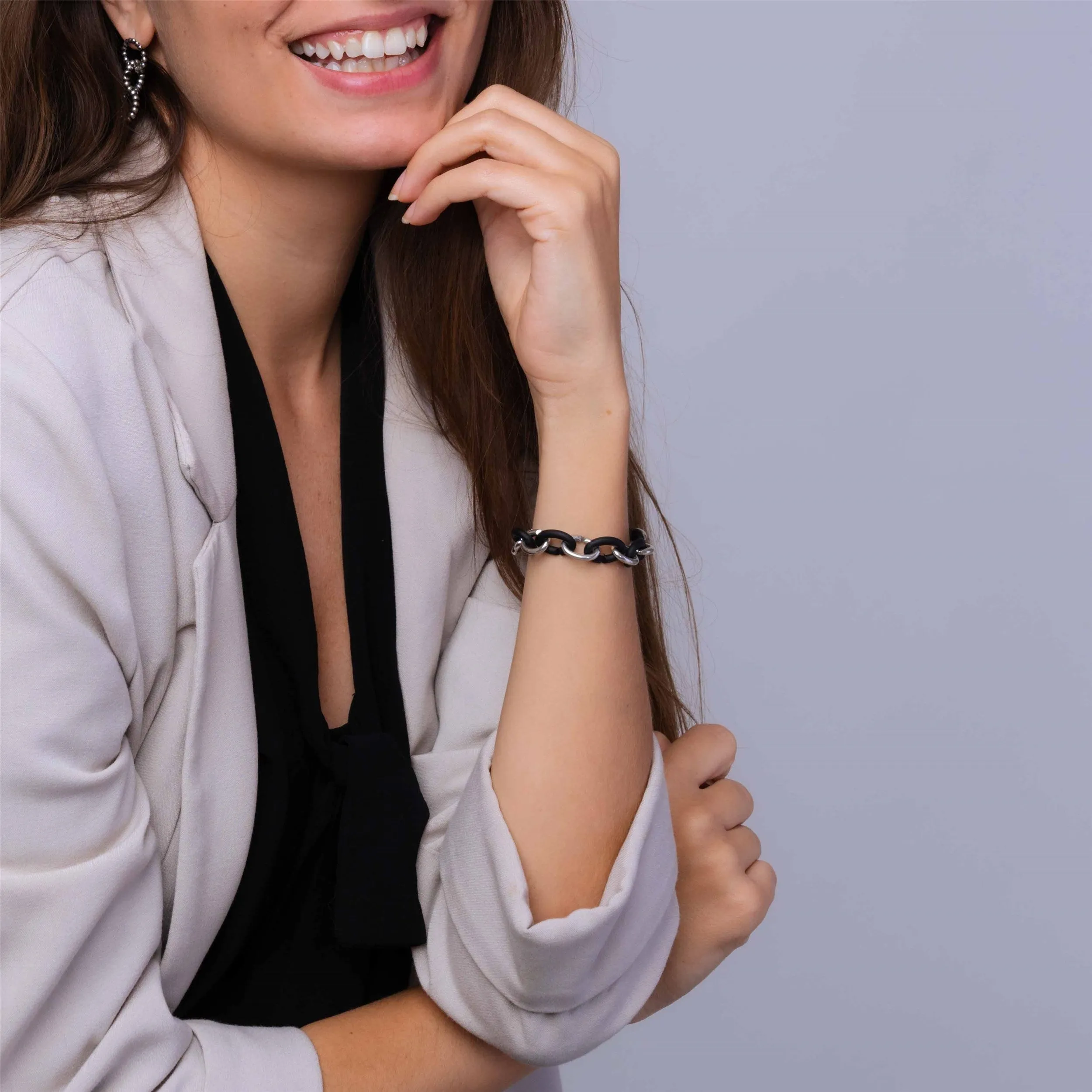 Black Half Silver Bracelet