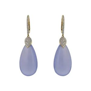 Blue Chalcedony and Diamond Drop Earrings