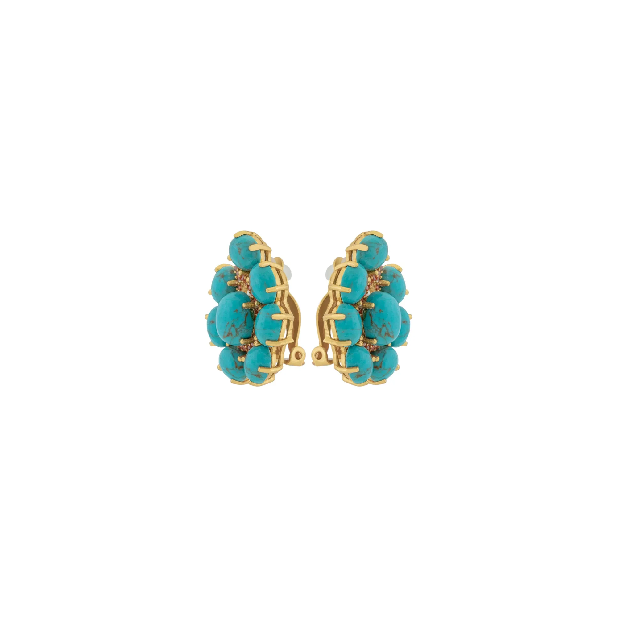 Carmella Earrings Golden Turquoise & Orange Crystal