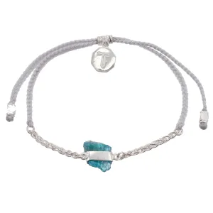 CHAIN & CORD CRYSTAL BRACELET - APATITE- PASTEL GREY - SILVER