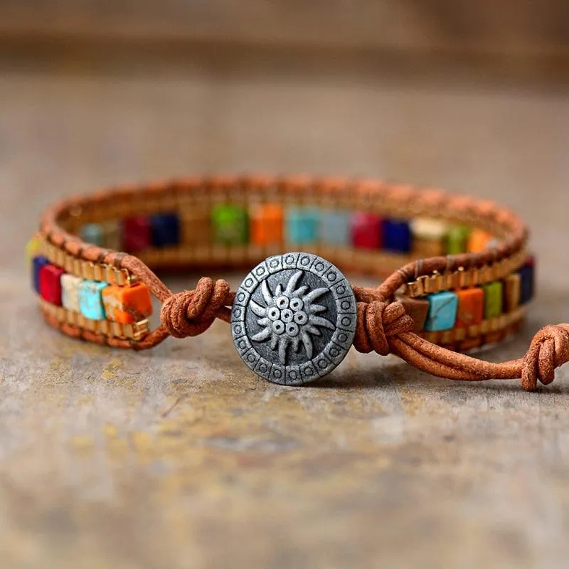 Chakra Jasper Cuff Bracelet