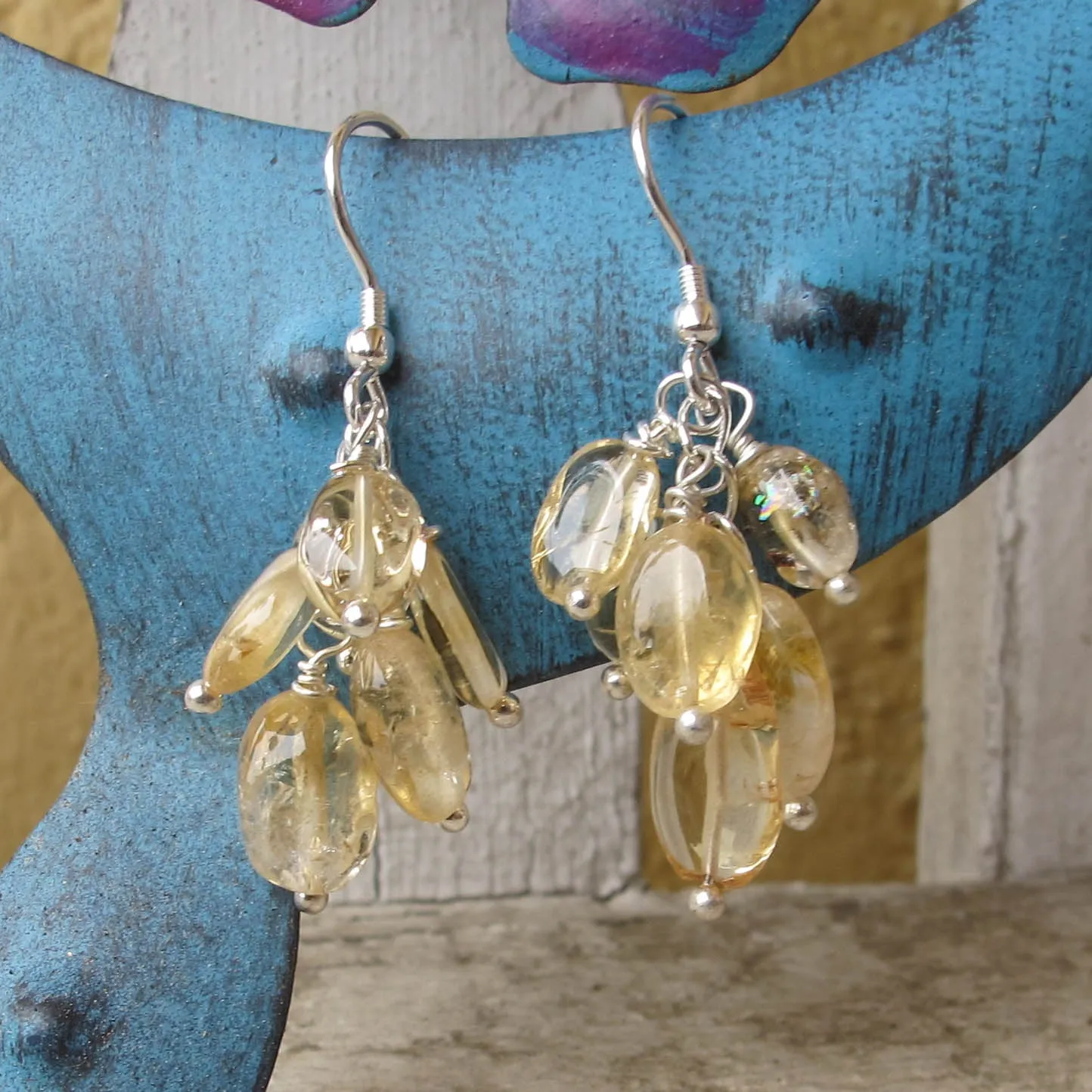 Citrine Multi-Gemstone Drop Earrings