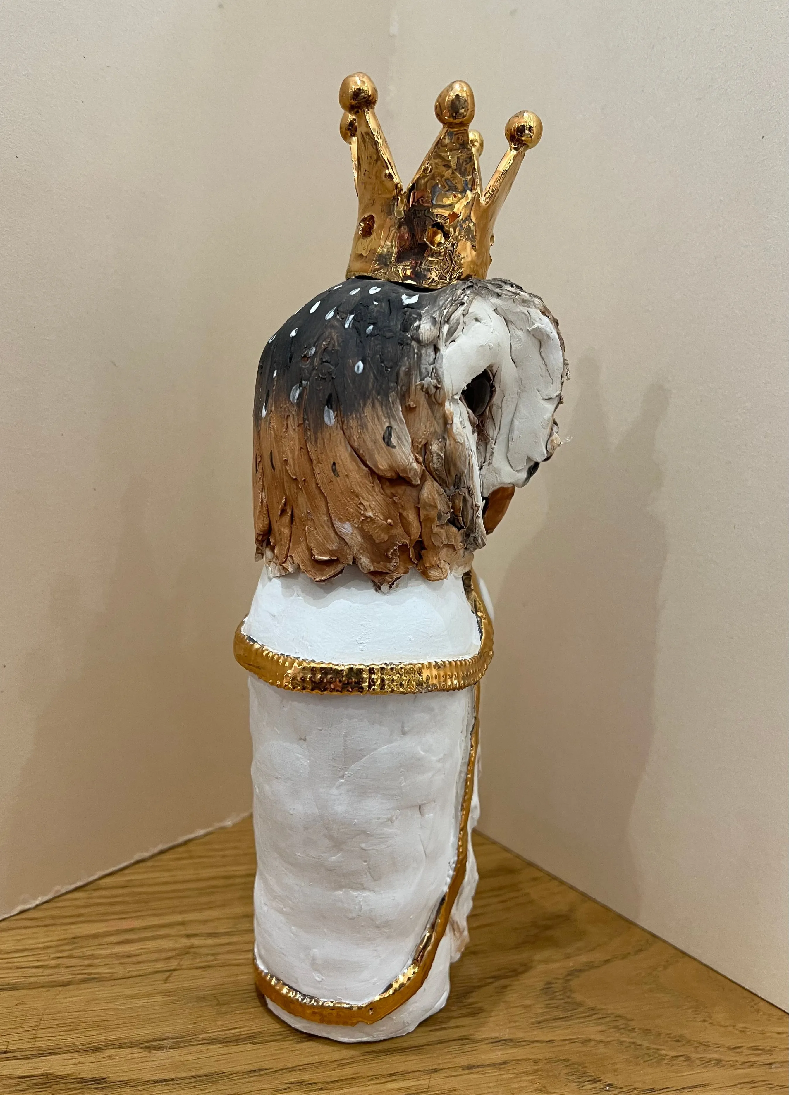 Crowned Owl Bust III ORIGINAL Sculpture by Louise Brown SOLD