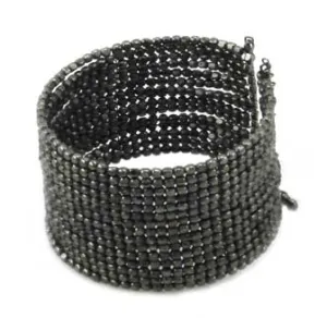 Cubist Beaded Cuff - Gunmetal