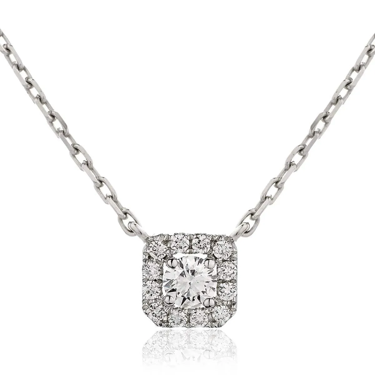 Cushion Cut Diamond Halo Pendant