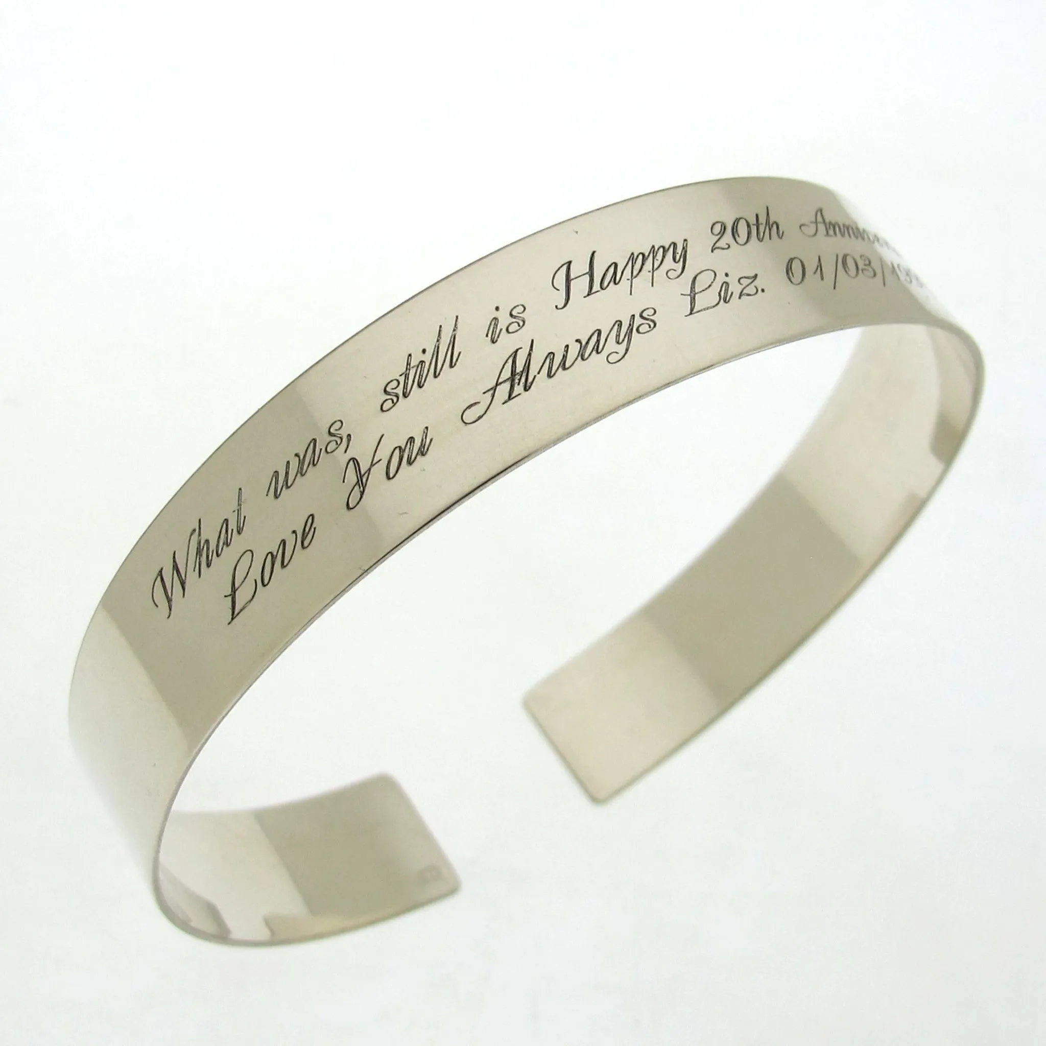 Custom Engraved Sterling Silver Bracelet - anniversary gift