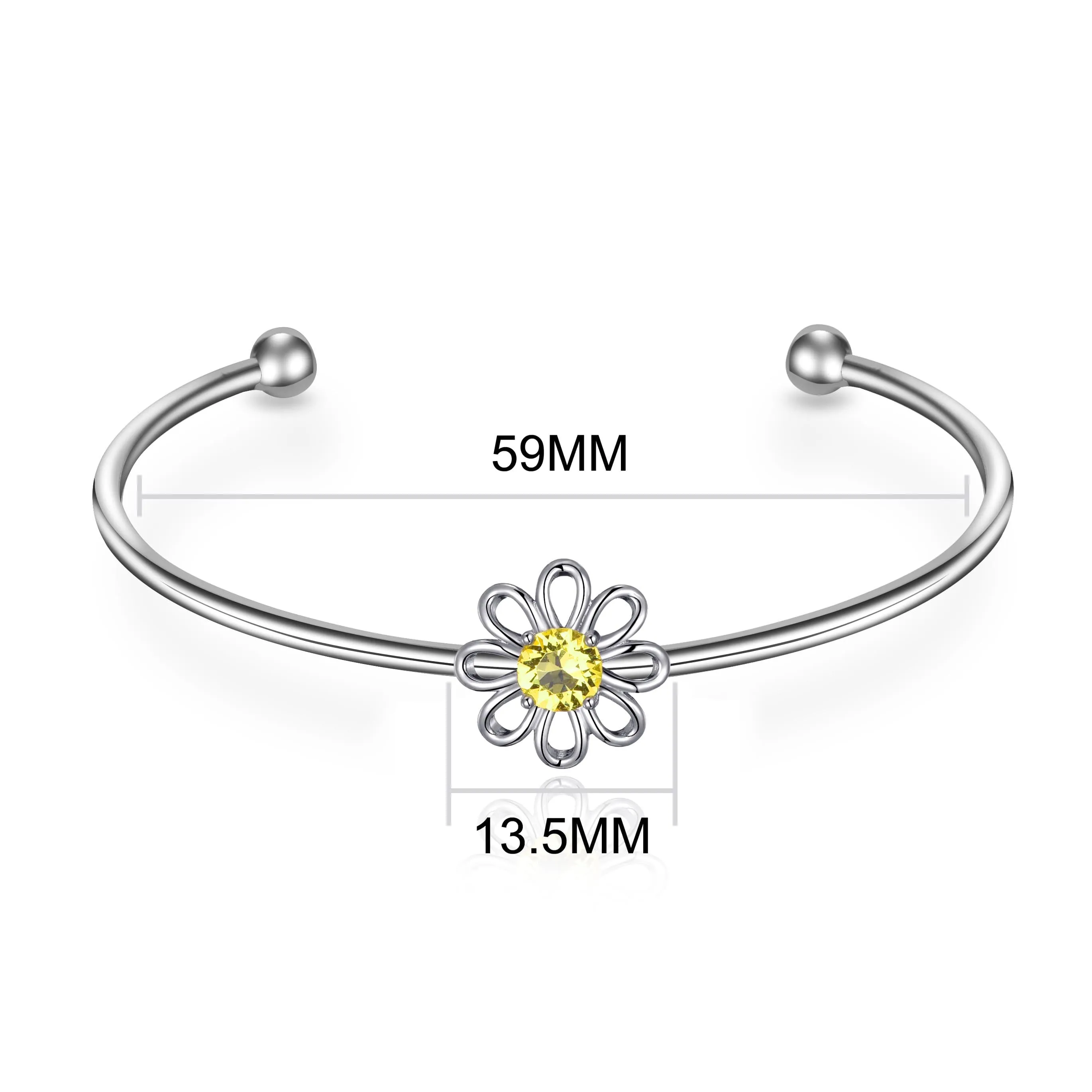 Daisy Crystal Cuff Bangle Created with Zircondia® Crystals