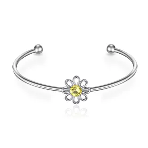 Daisy Crystal Cuff Bangle Created with Zircondia® Crystals