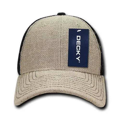 Decky 1136 - 6 Panel Low Profile Structured Jute Trucker Hat