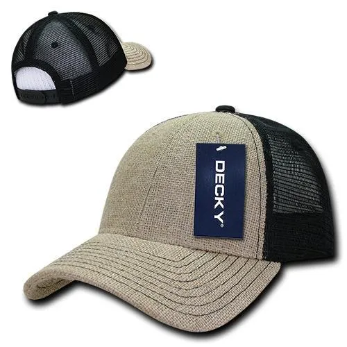 Decky 1136 - 6 Panel Low Profile Structured Jute Trucker Hat