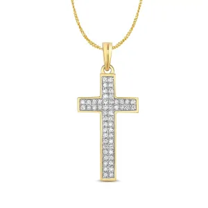 Diamond Cross Necklace in Solid Gold