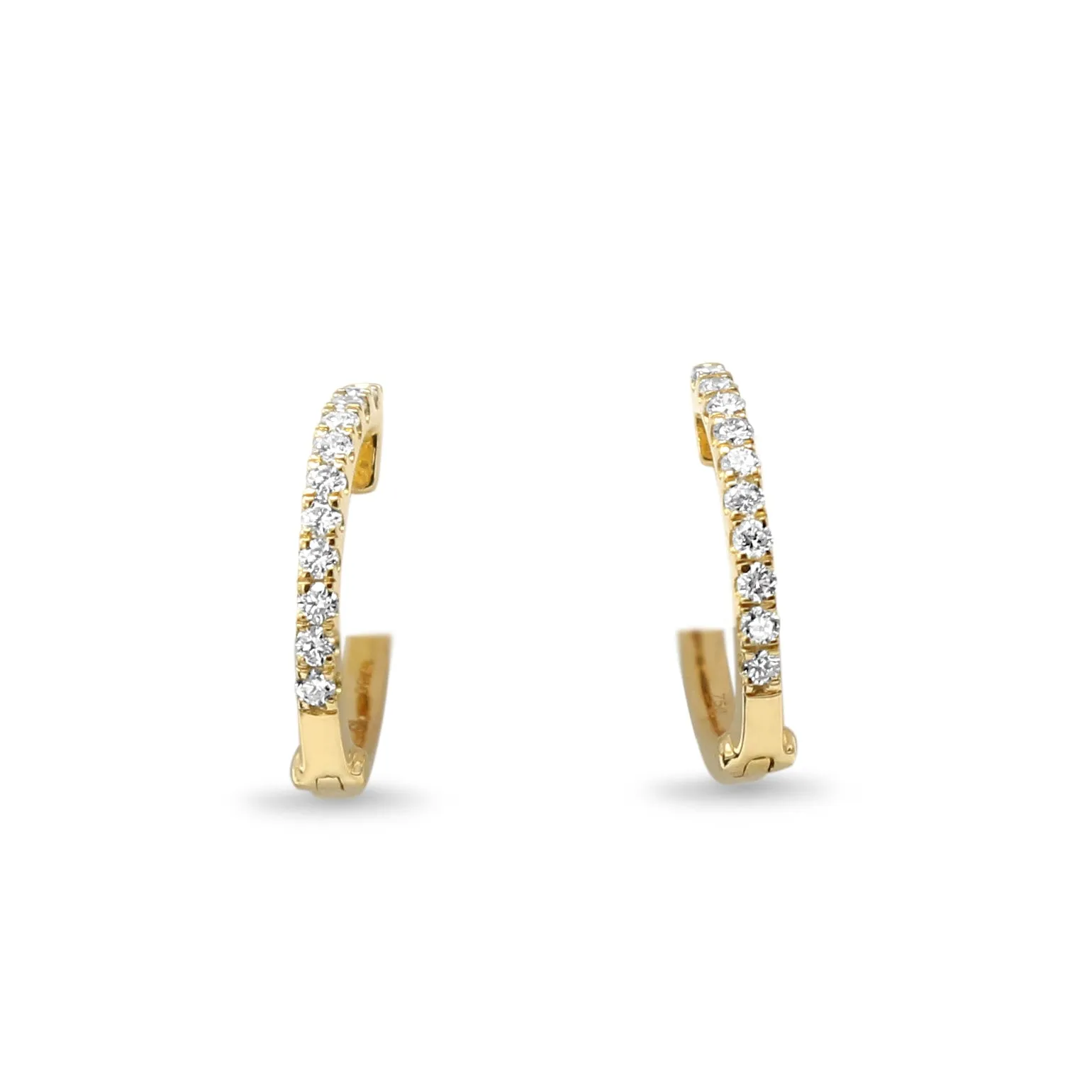 Diamond Set Hoop Earrings - 18ct Yellow Gold