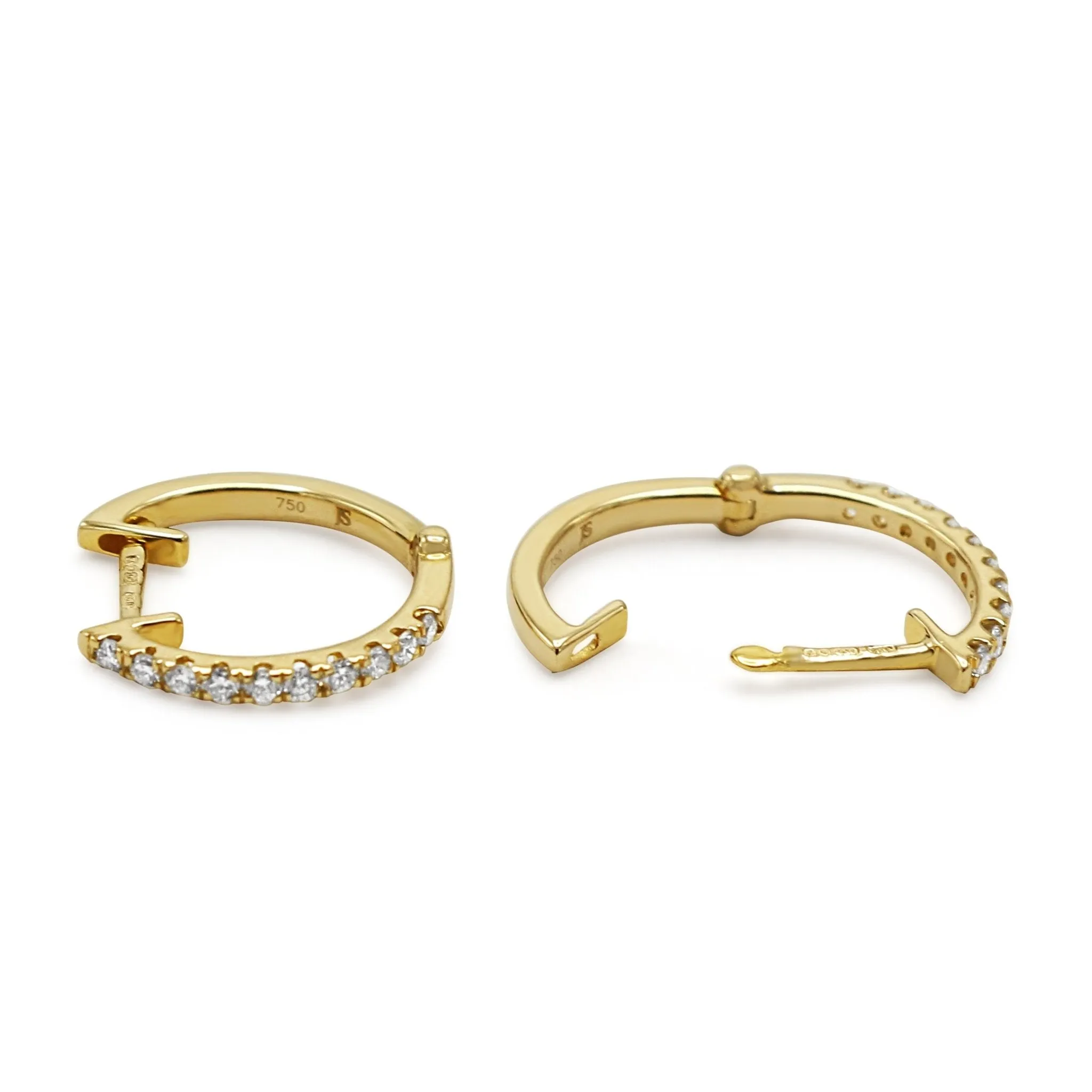 Diamond Set Hoop Earrings - 18ct Yellow Gold