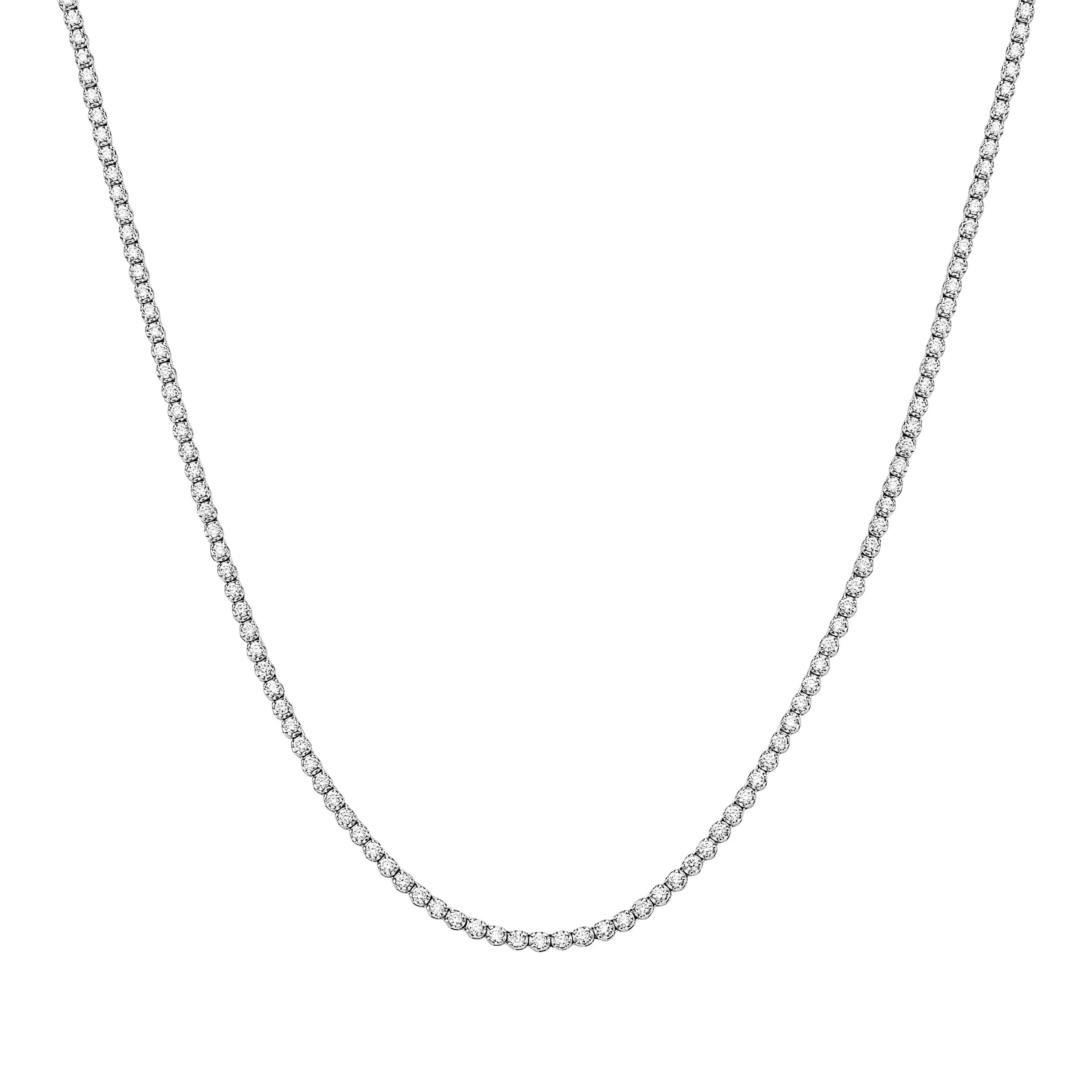 Diamond Tennis Necklace ( 2.55 ct.) 1.3 mm Buttercup Setting in 14K Gold