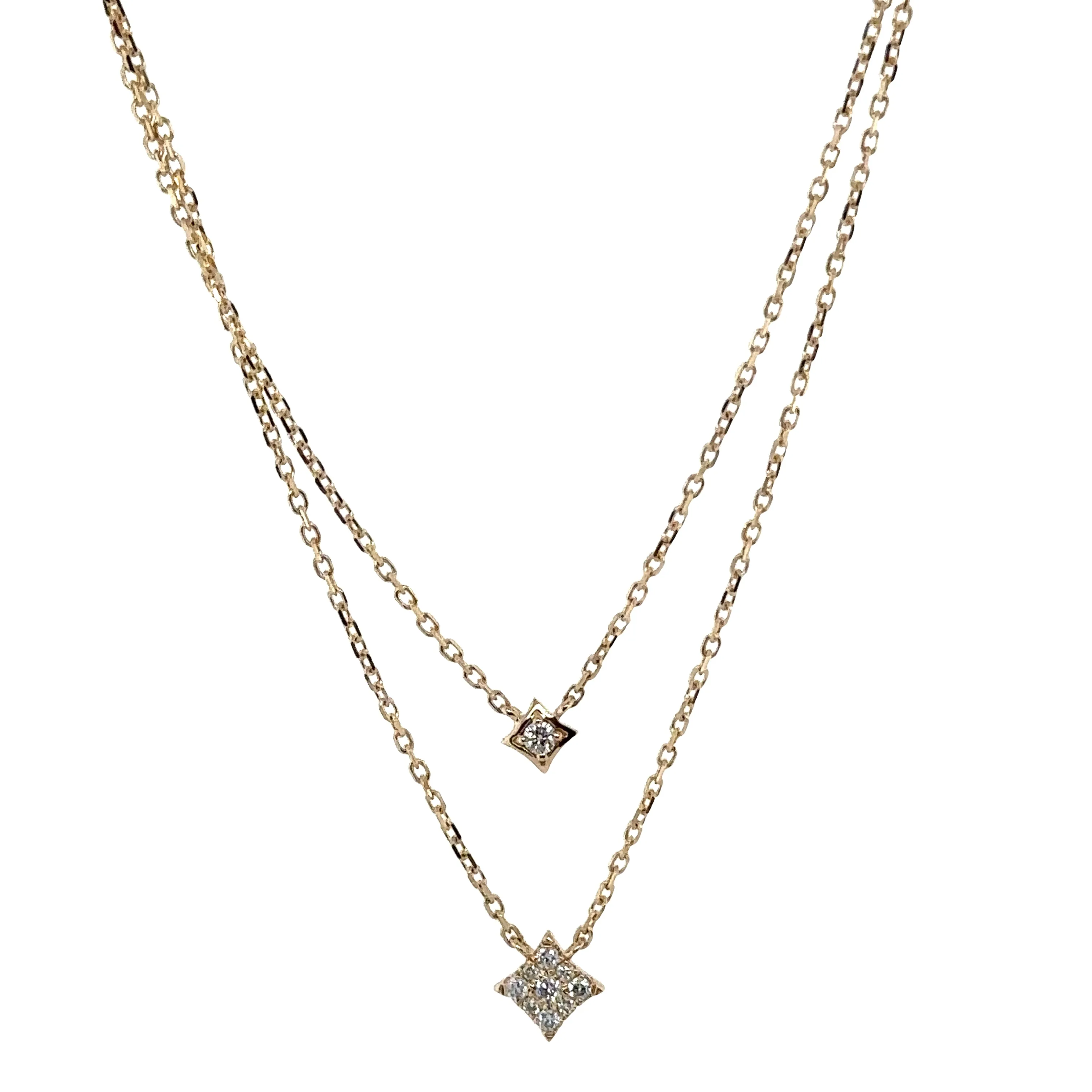 Diamond Yellow Gold Star Layered Necklace