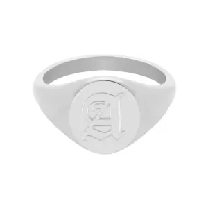 Dolce Initial Signet Ring Silver