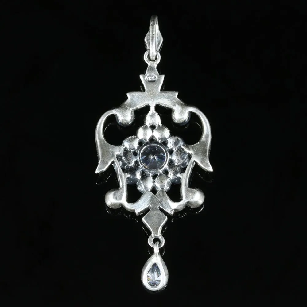 Edwardian Style CZ Pendant Sterling Silver