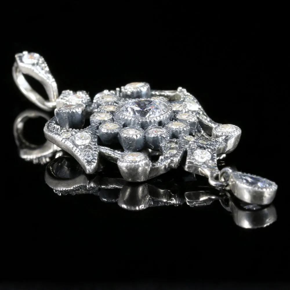 Edwardian Style CZ Pendant Sterling Silver