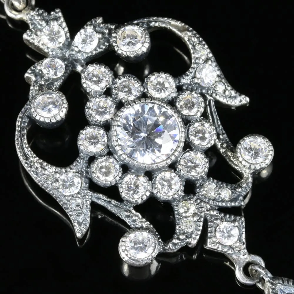 Edwardian Style CZ Pendant Sterling Silver