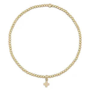 eGirl Classic Gold 2mm Bead Bracelet - Signature Cross Small Gold Charm