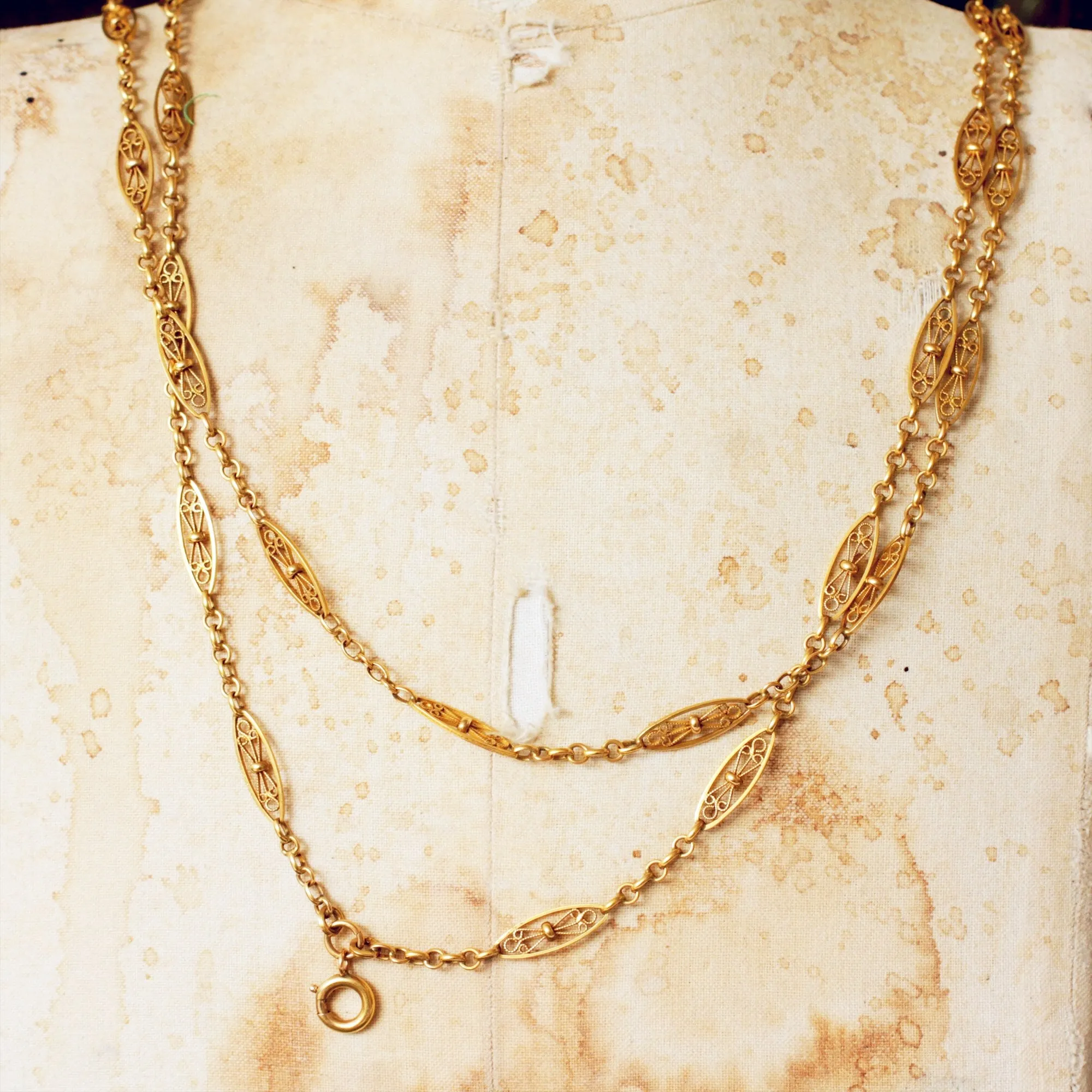 FABULOUS Antique French 18ct Gold Longuard Chain