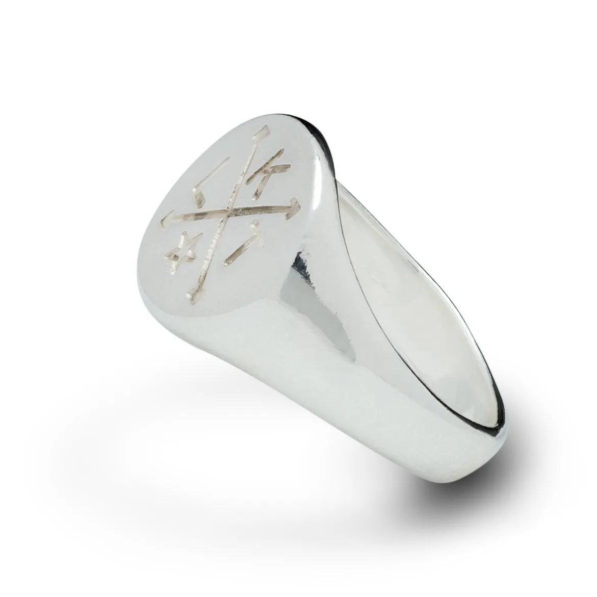 Family Initials Personalised Silver Signet Ring