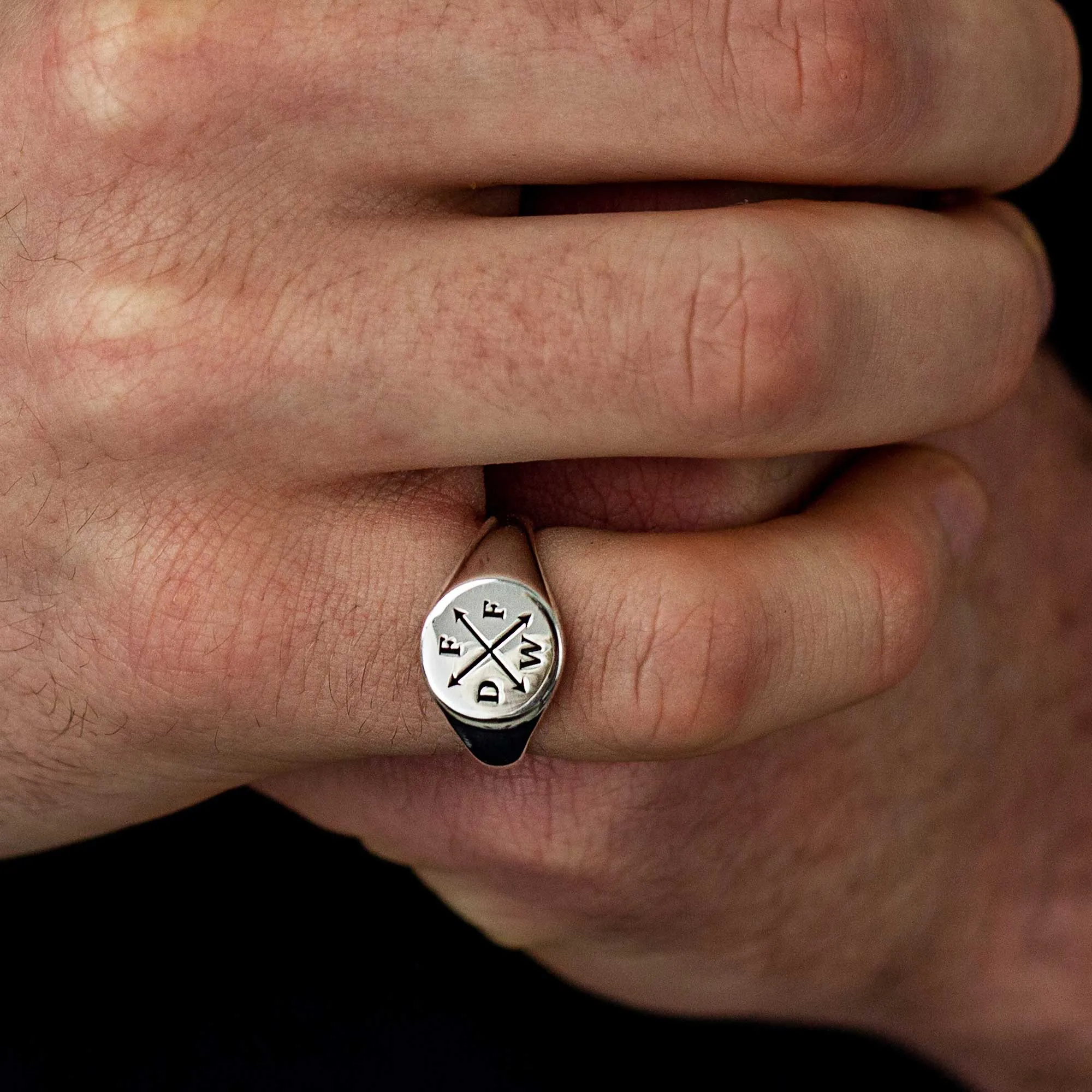 Family Initials Personalised Silver Signet Ring