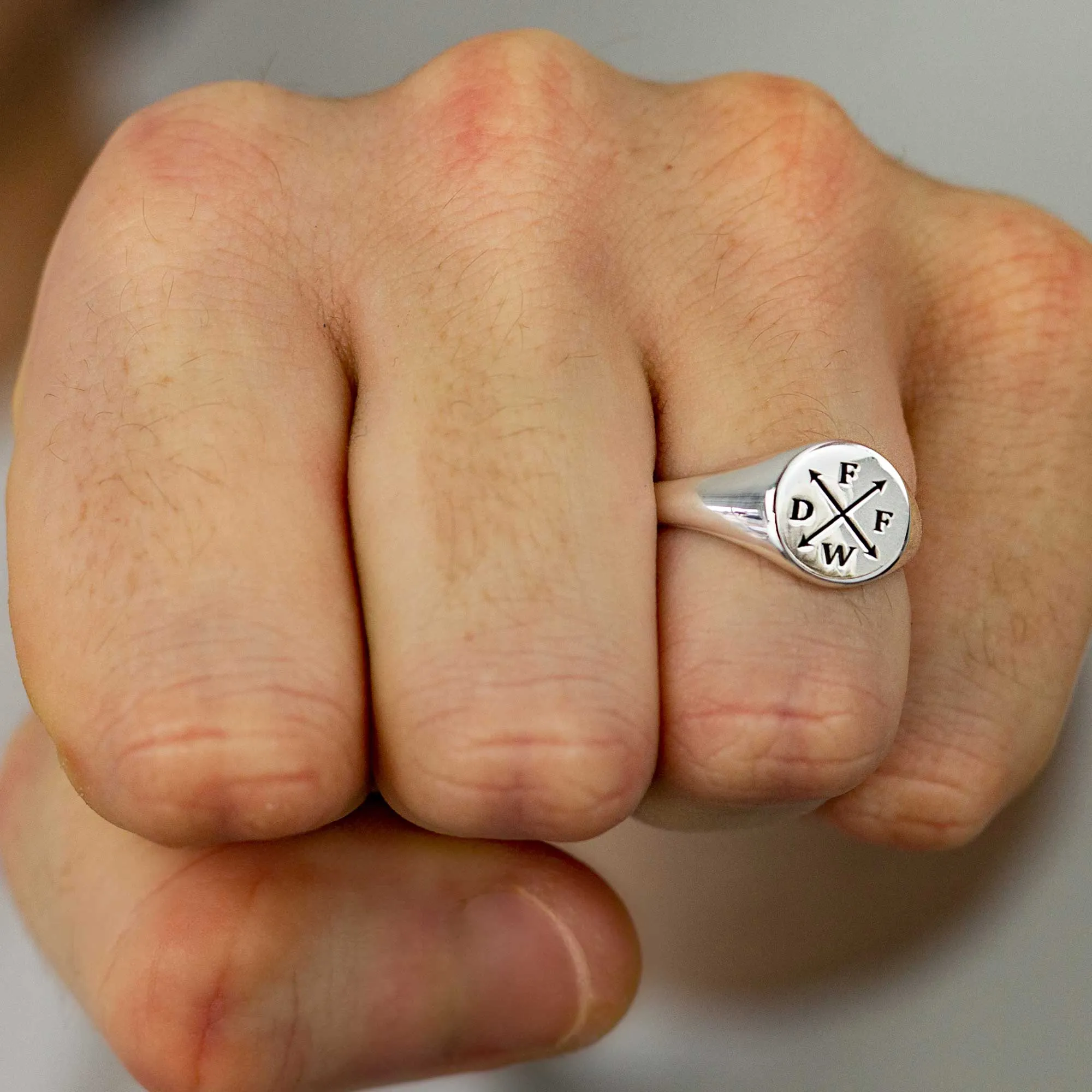 Family Initials Personalised Silver Signet Ring