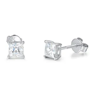 FANCIME Princess Cut Moissanite 14k White Gold Stud Earrings