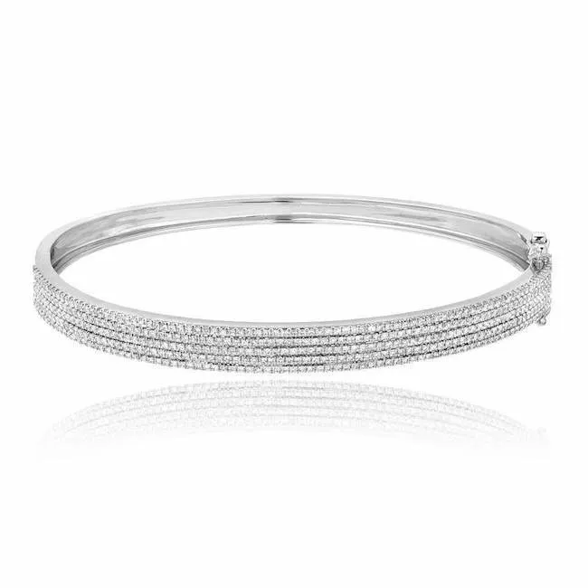 Five Row Pave Diamond Bangle