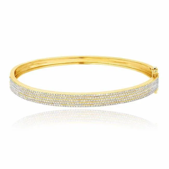 Five Row Pave Diamond Bangle