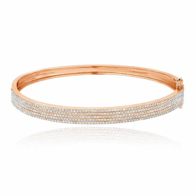 Five Row Pave Diamond Bangle