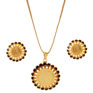 Flower Gini Locket Set With Chain (24Inch)